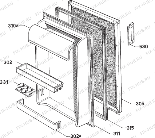 Взрыв-схема холодильника Zanussi ZF165T - Схема узла Door 003